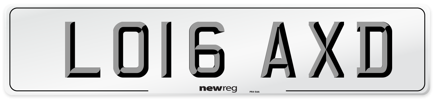 LO16 AXD Number Plate from New Reg